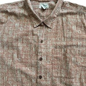 Vintage L.L. Bean Men’s Short Sleeve Button Up Aztec Style Print Size XL-Tall